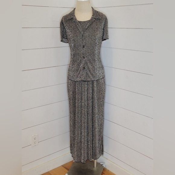 I.N. Studio size 12 black & silver jacket and maxi dress combination - Picture 1 of 7